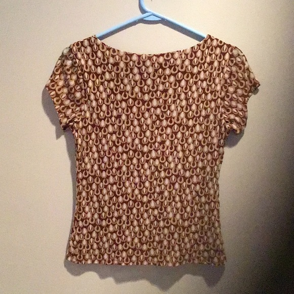 axcess (a Liz Claiborne Company) Multi-Browns Short Sleeve Pull Over Top Medium - Picture 3 of 3
